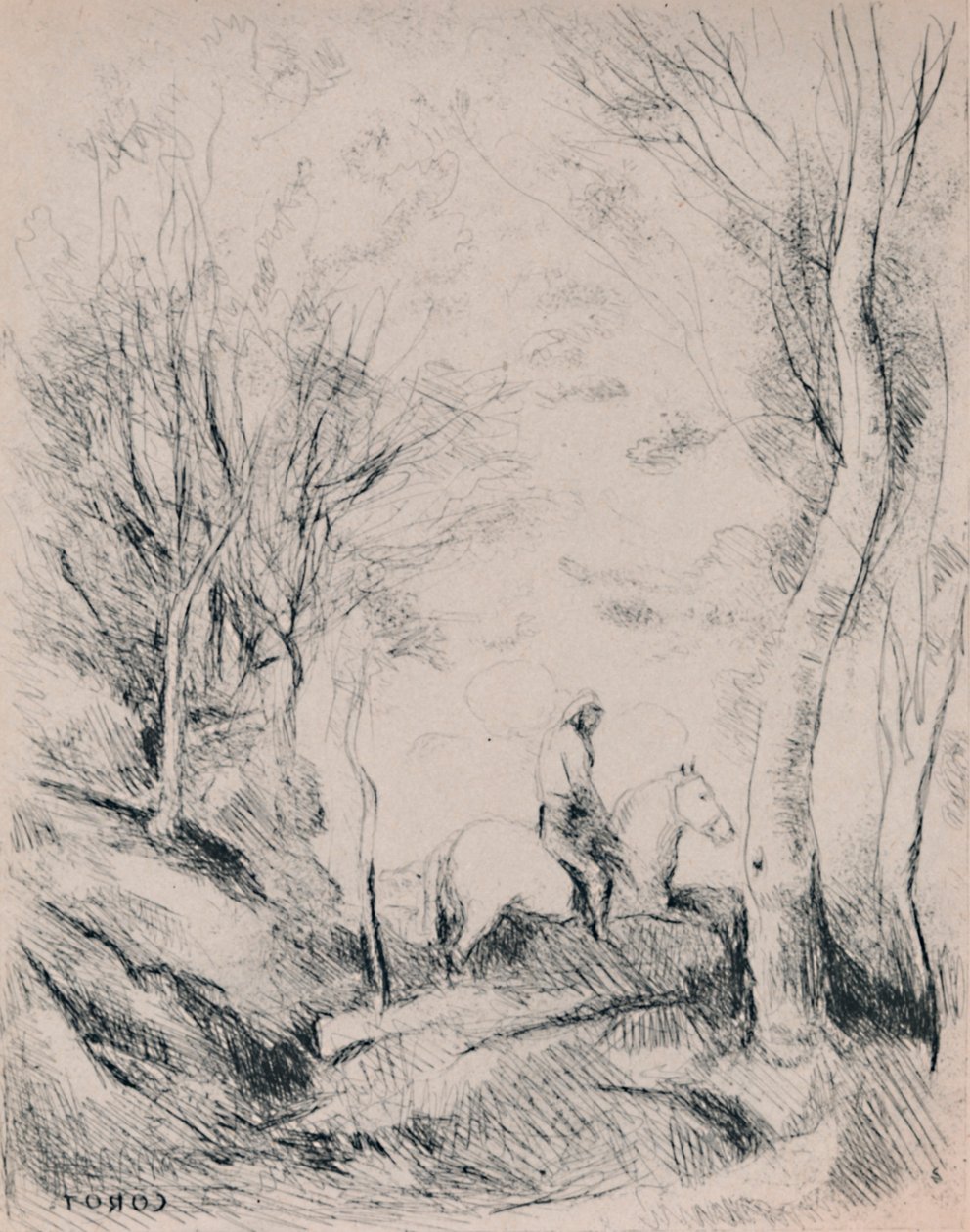 树林中的骑兵，约1854年，1946年 作者 让·巴蒂斯特·卡米尔·科罗