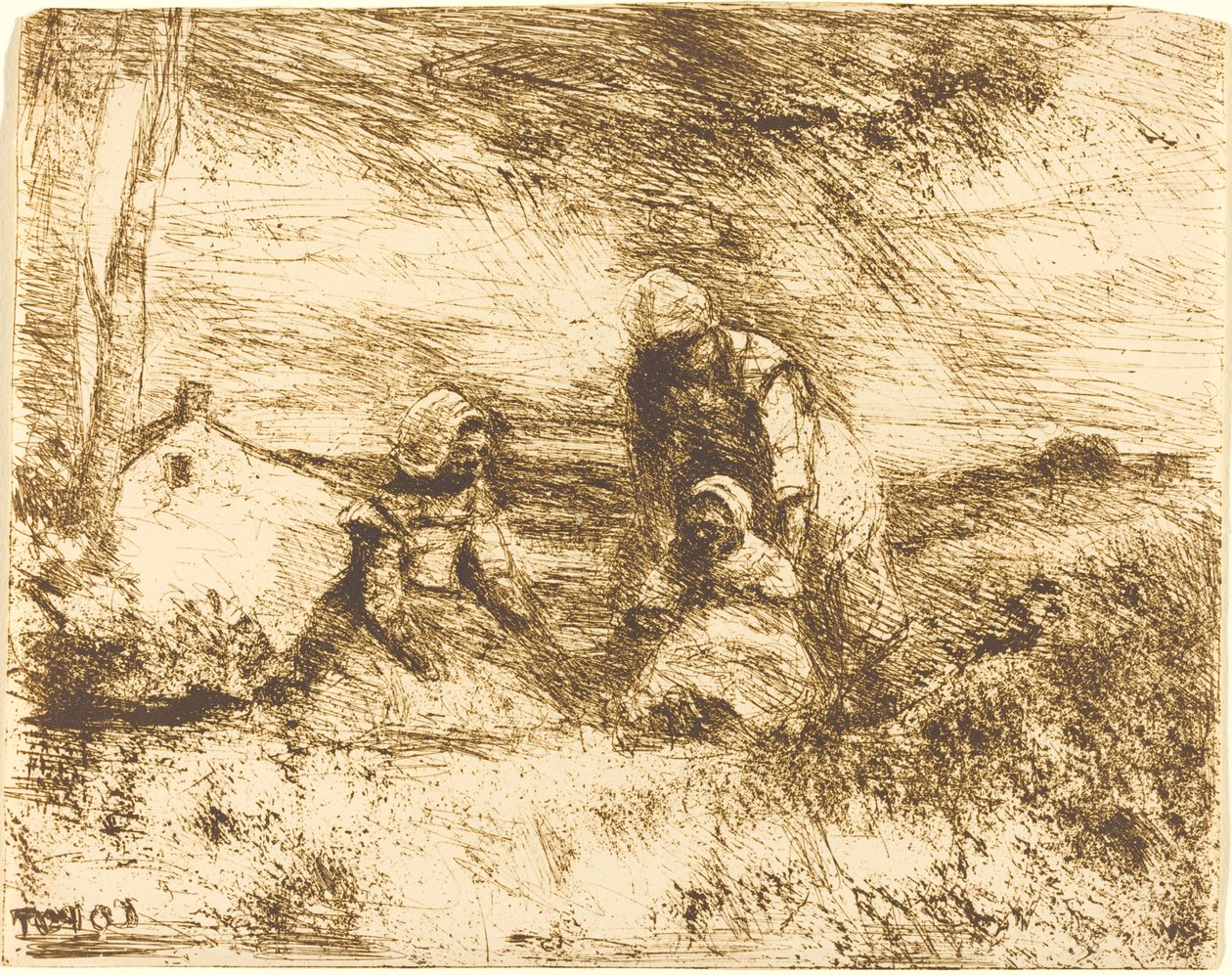 小妹妹La Petite Soeur, 1854年。 作者 让·巴蒂斯特·卡米尔·科罗