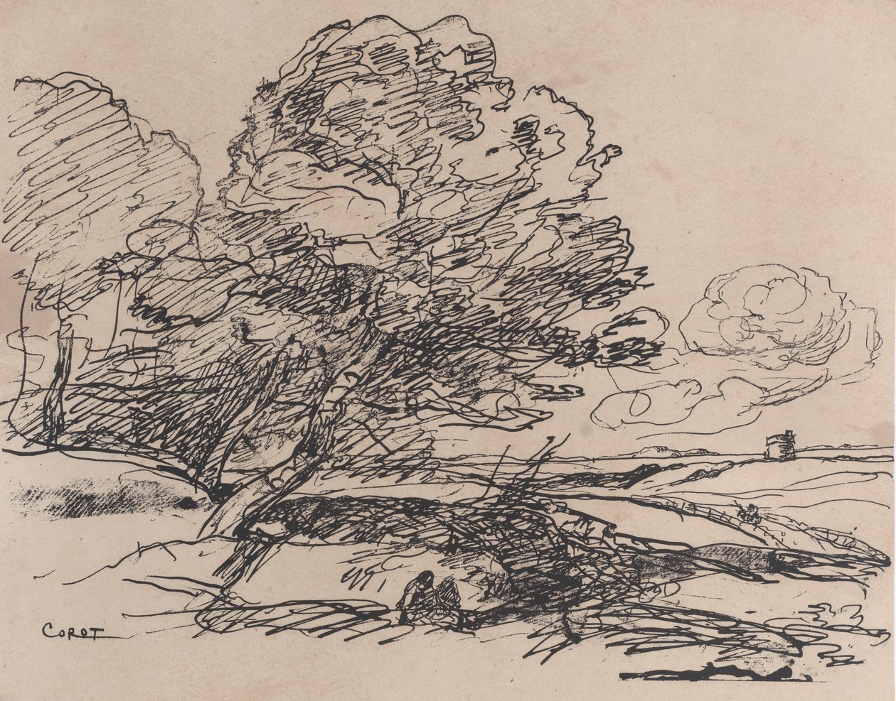 孤独的塔拉图隔离，1871年。 作者 让·巴蒂斯特·卡米尔·科罗