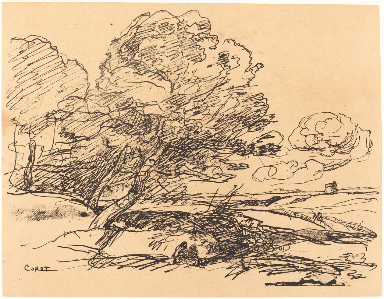 孤独的塔拉图伊索莱，1871年。 作者 让·巴蒂斯特·卡米尔·科罗
