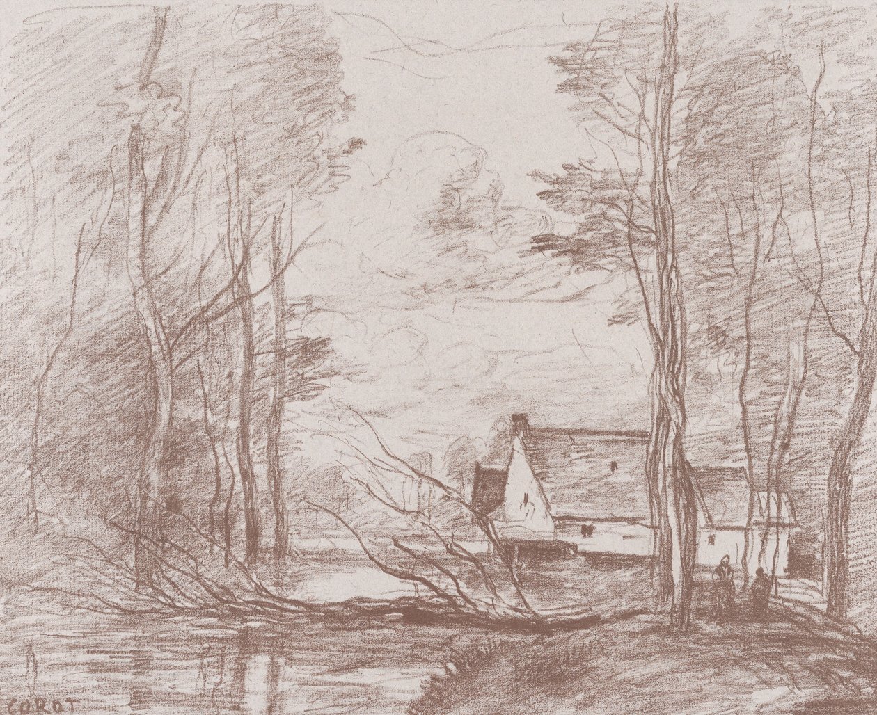杜埃附近Cuincy的磨坊，1871-72。 作者 让·巴蒂斯特·卡米尔·科罗