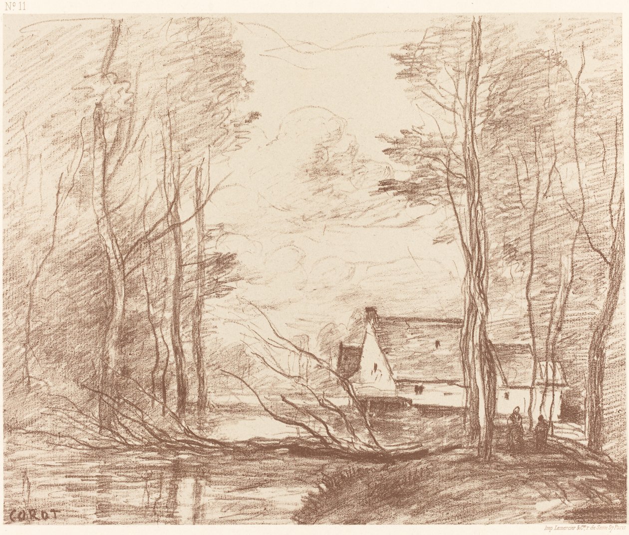 杜埃附近的库因西磨坊(Le Moulin de Cuincy, pres Douai) 作者 让·巴蒂斯特·卡米尔·科罗