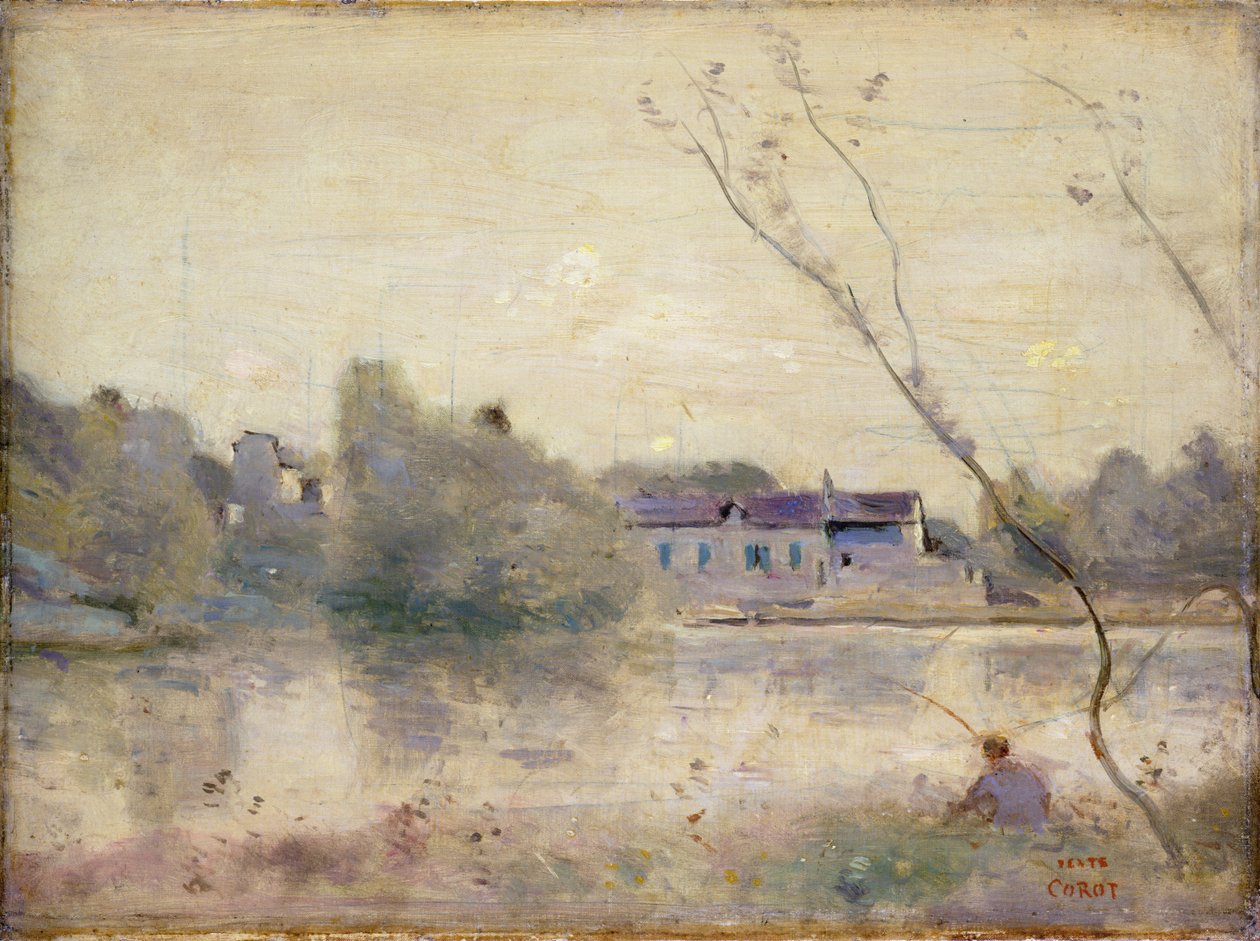 The Villa dAvray的池塘，1865年 作者 让·巴蒂斯特·卡米尔·科罗
