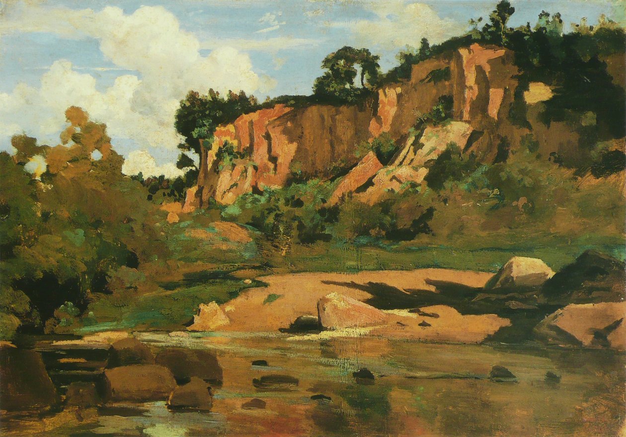Civita Castellana的红色岩石，c.1827 作者 让·巴蒂斯特·卡米尔·科罗
