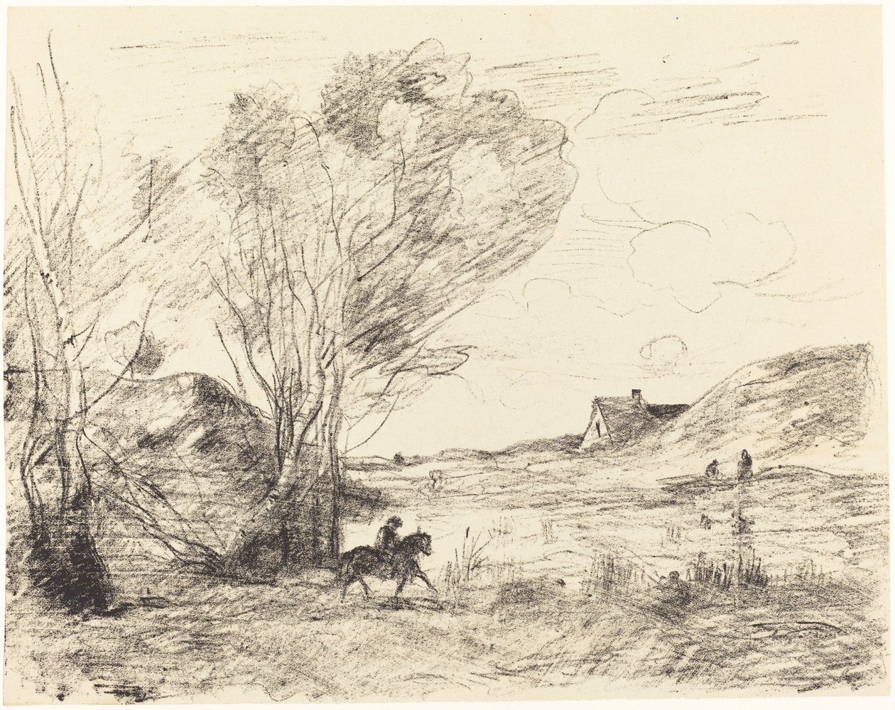 芦苇丛中的骑手 Le Cavalier dans les roseaux, 1871. 作者 让·巴蒂斯特·卡米尔·科罗