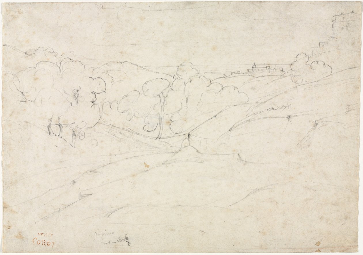 Marino Straight的景色，1827年。 作者 让·巴蒂斯特·卡米尔·科罗