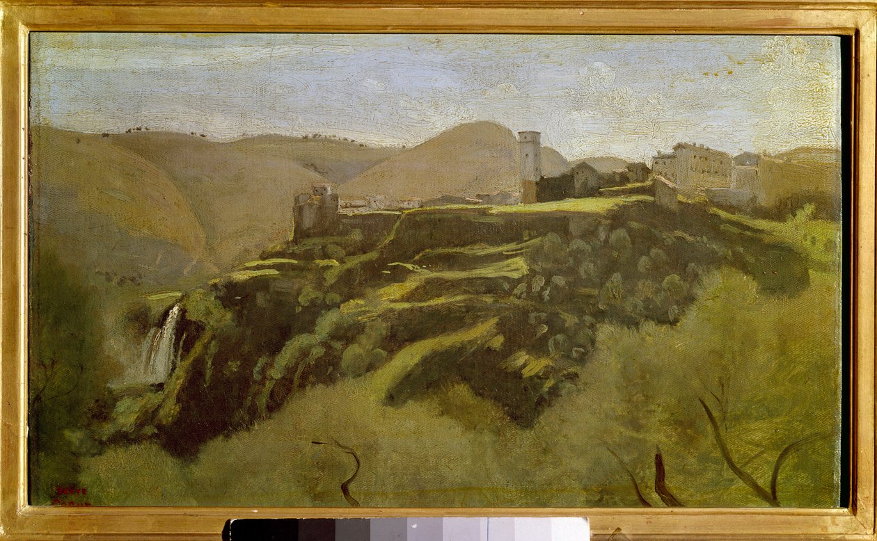 蒂沃利的瀑布景观 卡米耶-柯罗(1796-1875)的画作 19世纪 太阳。0,26x0,41米. 作者 让·巴蒂斯特·卡米尔·科罗