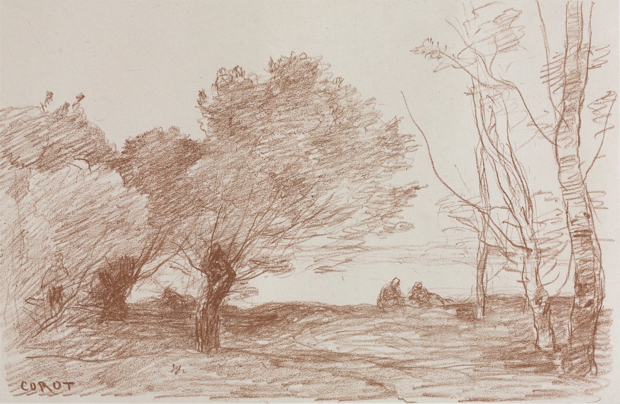 柳树和杨树，1871年。 作者 让·巴蒂斯特·卡米尔·科罗