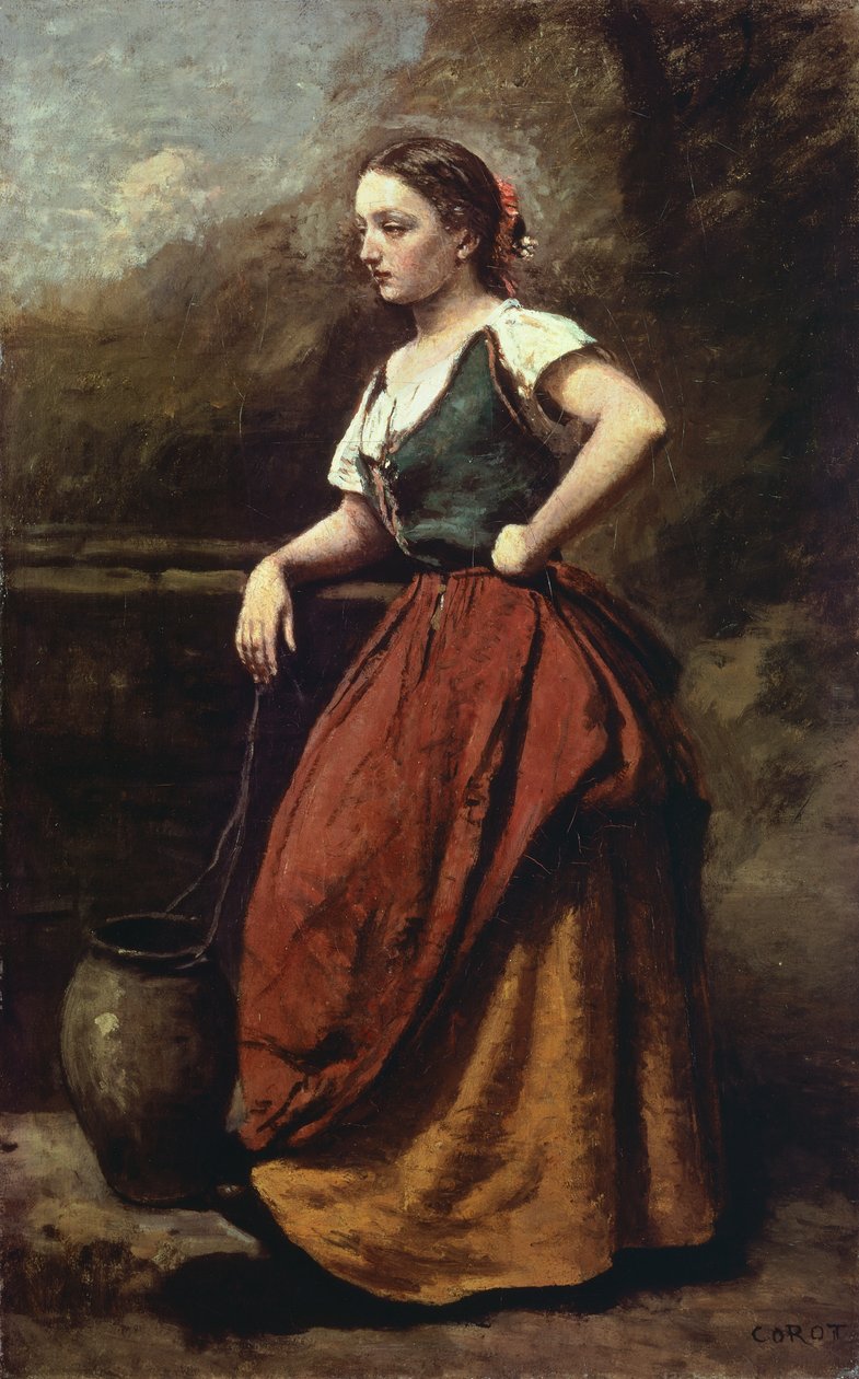 井边的少女》，让-巴蒂斯特-卡米耶-柯罗（1796-1875 年）作，65x40 厘米。 作者 让·巴蒂斯特·卡米尔·科罗
