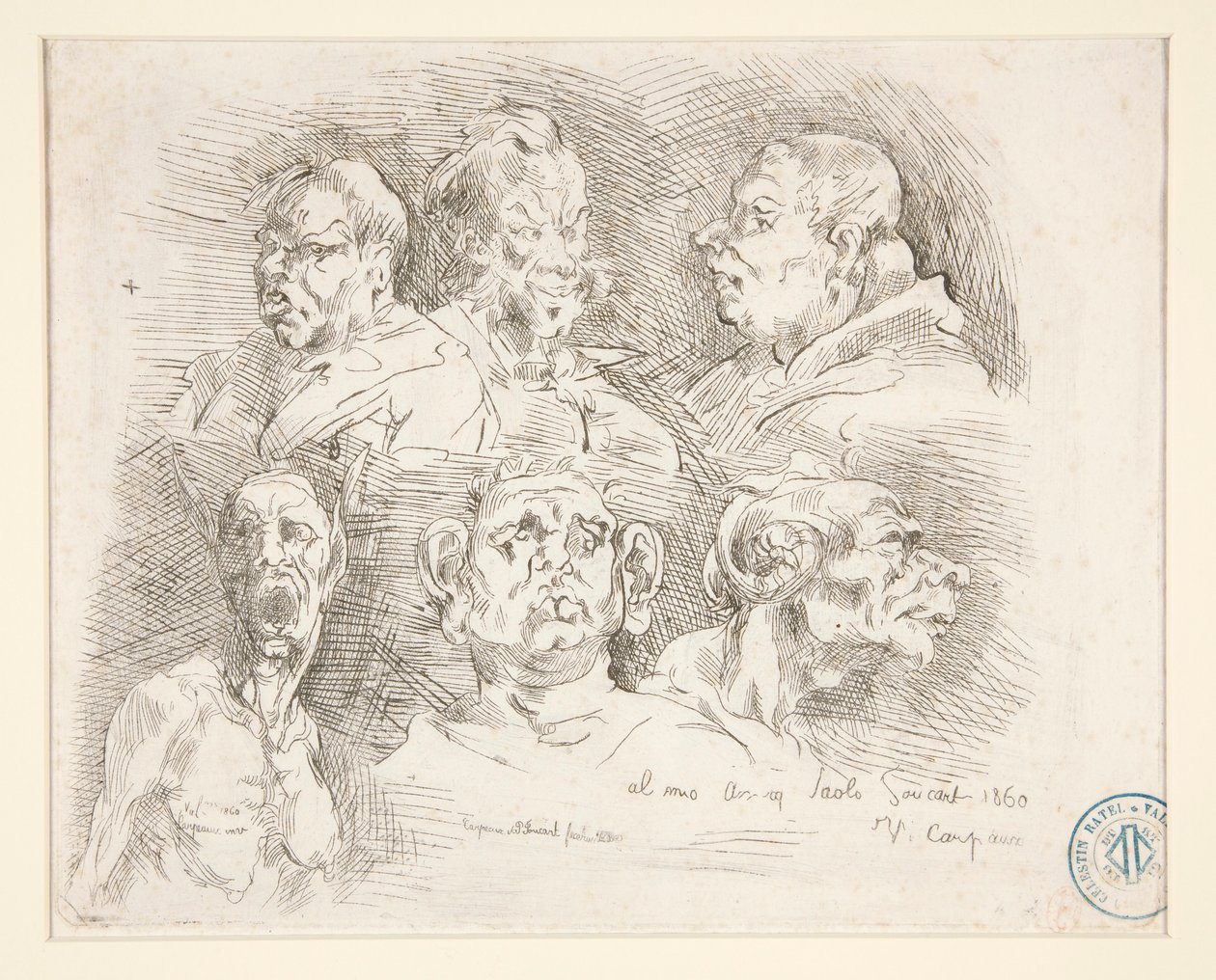 Croquis de Grotesques（怪诞头像素描） 作者 让·巴蒂斯特·卡尔佩