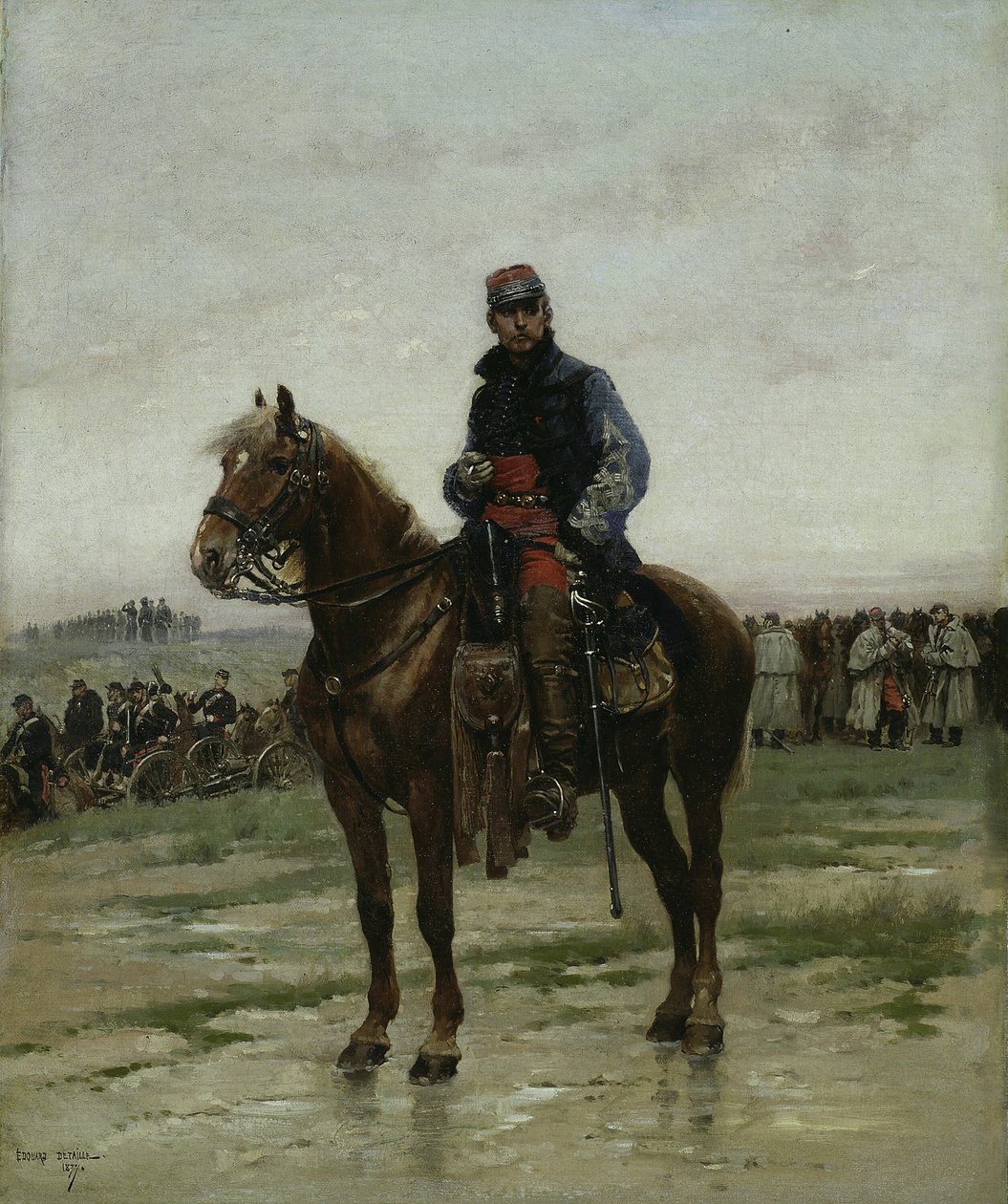 一个骑兵军官，1877年。 作者 让·巴蒂斯特·爱德华·Detaille