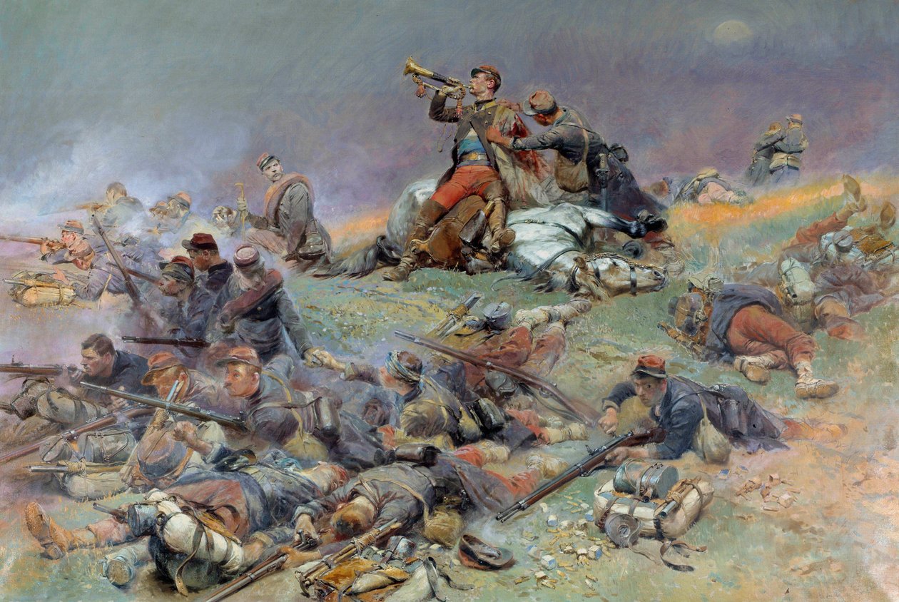 1870年8月18日圣普利瓦特战役中贝尔贝吉埃司令的死亡 爱德华-迪特尔（1848-1912）的画作 太阳。1,1x1,4米 巴黎，军事博物馆 - 指挥官贝尔贝吉埃在圣普利瓦特（圣普利瓦特）之战中的死亡 作者 让·巴蒂斯特·爱德华·Detaille
