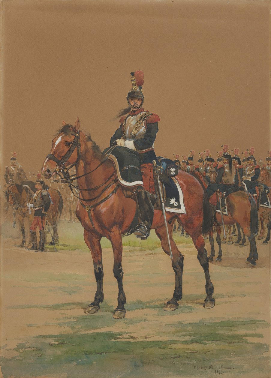 法国骑兵队，1872年。 作者 让·巴蒂斯特·爱德华·Detaille