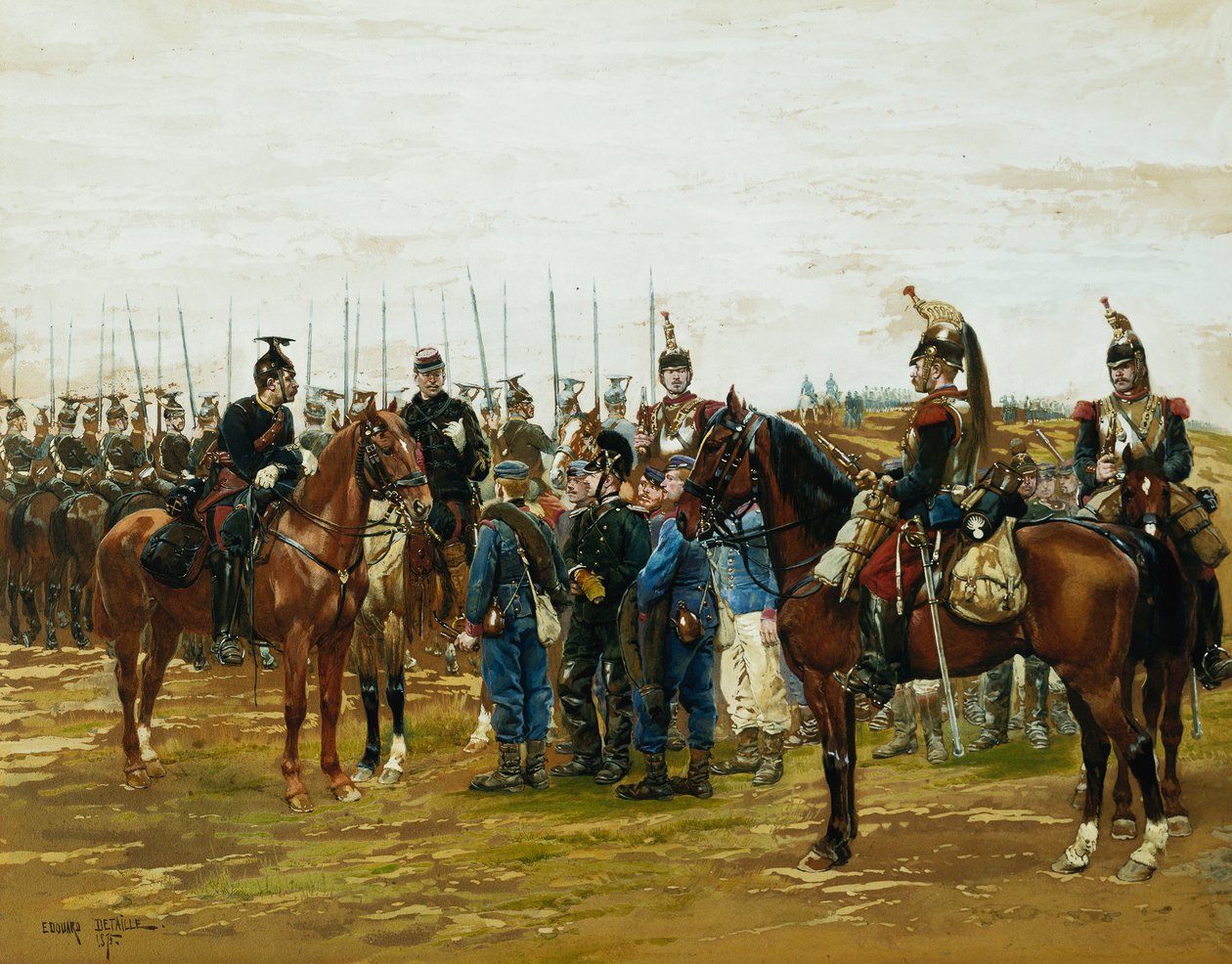 法国胸甲骑兵将巴伐利亚士兵俘虏，1875年 作者 让·巴蒂斯特·爱德华·Detaille