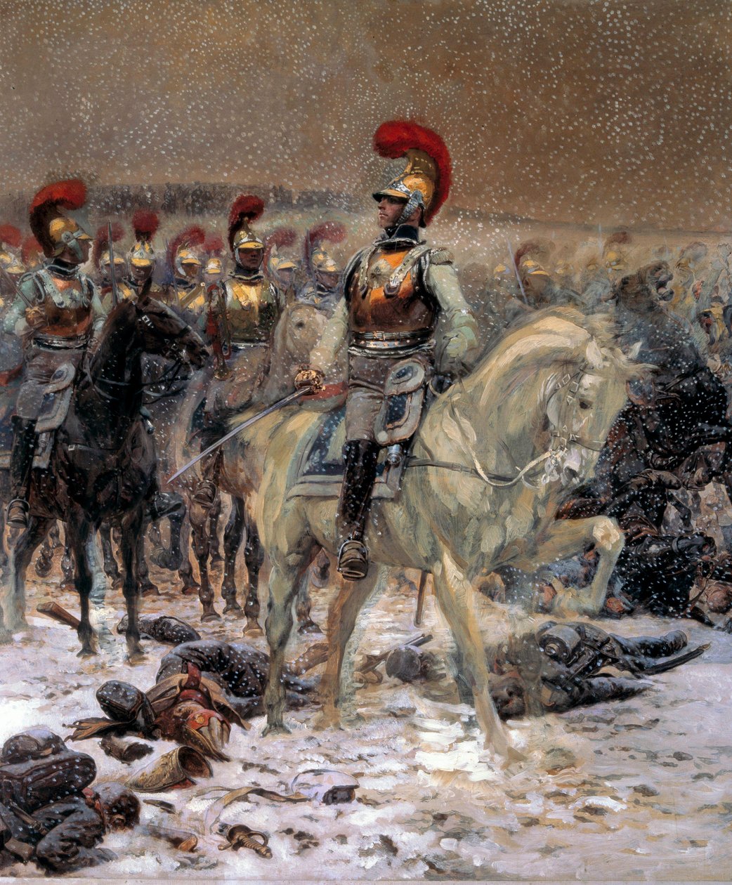 1812 年的俄罗斯战役：“在指控之前，Winkowo 的登山扣”” Jean-Baptiste-Edouard Detaille（1848-1912）的绘画，19 世纪 0,89x0,79 米巴黎，Musee de l