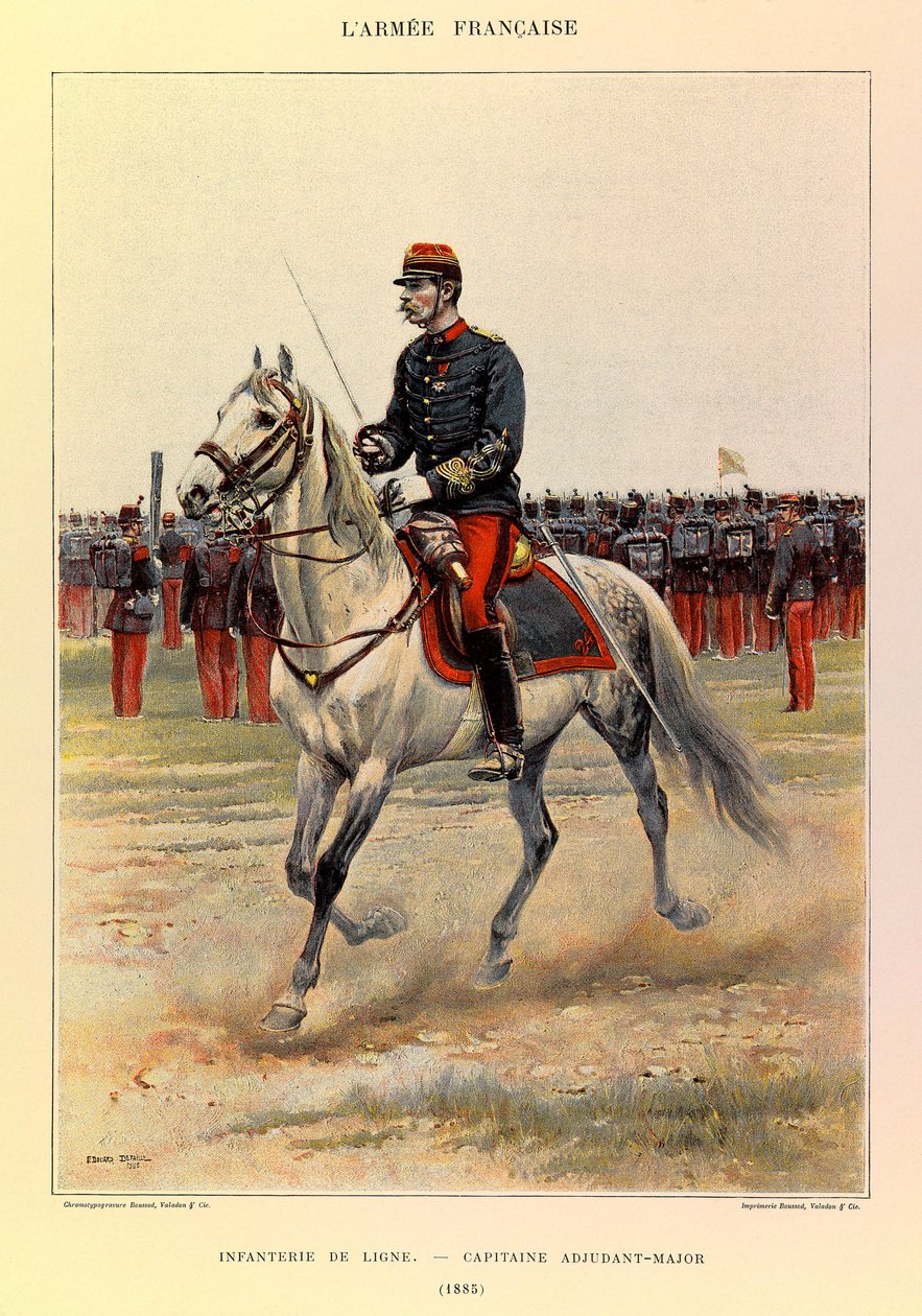 儒勒-理查德上尉的法国军队的类型和制服，由爱德华-迪特尔（1848-1912）绘制。线性步兵。1885年的上尉准尉，私人收藏 作者 让·巴蒂斯特·爱德华·Detaille