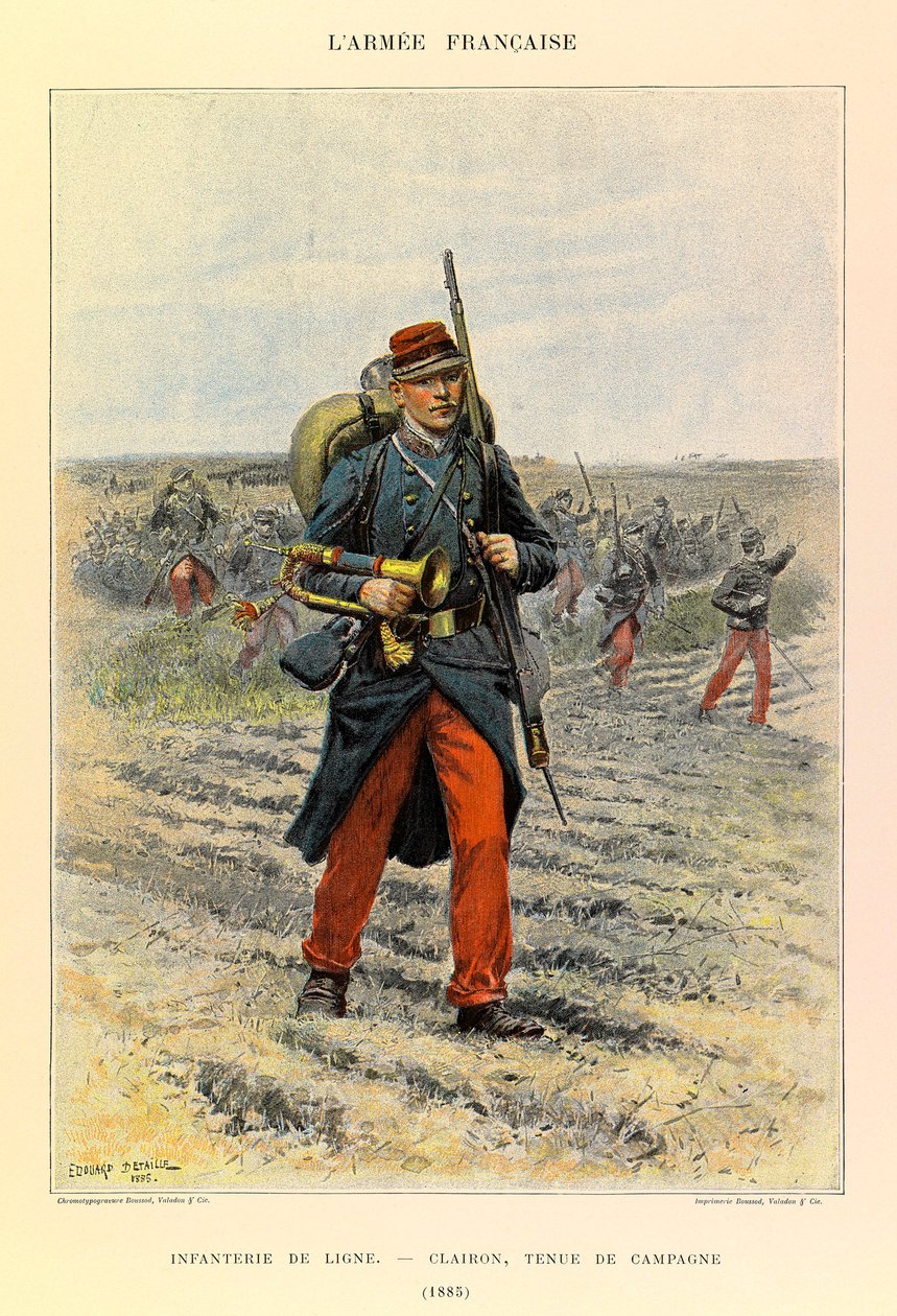 儒勒-理查德上尉的法国军队的类型和制服，由爱德华-迪特尔（1848-1912）画的。线性步兵；1885年穿着野战服的克莱昂，私人收藏 作者 让·巴蒂斯特·爱德华·Detaille
