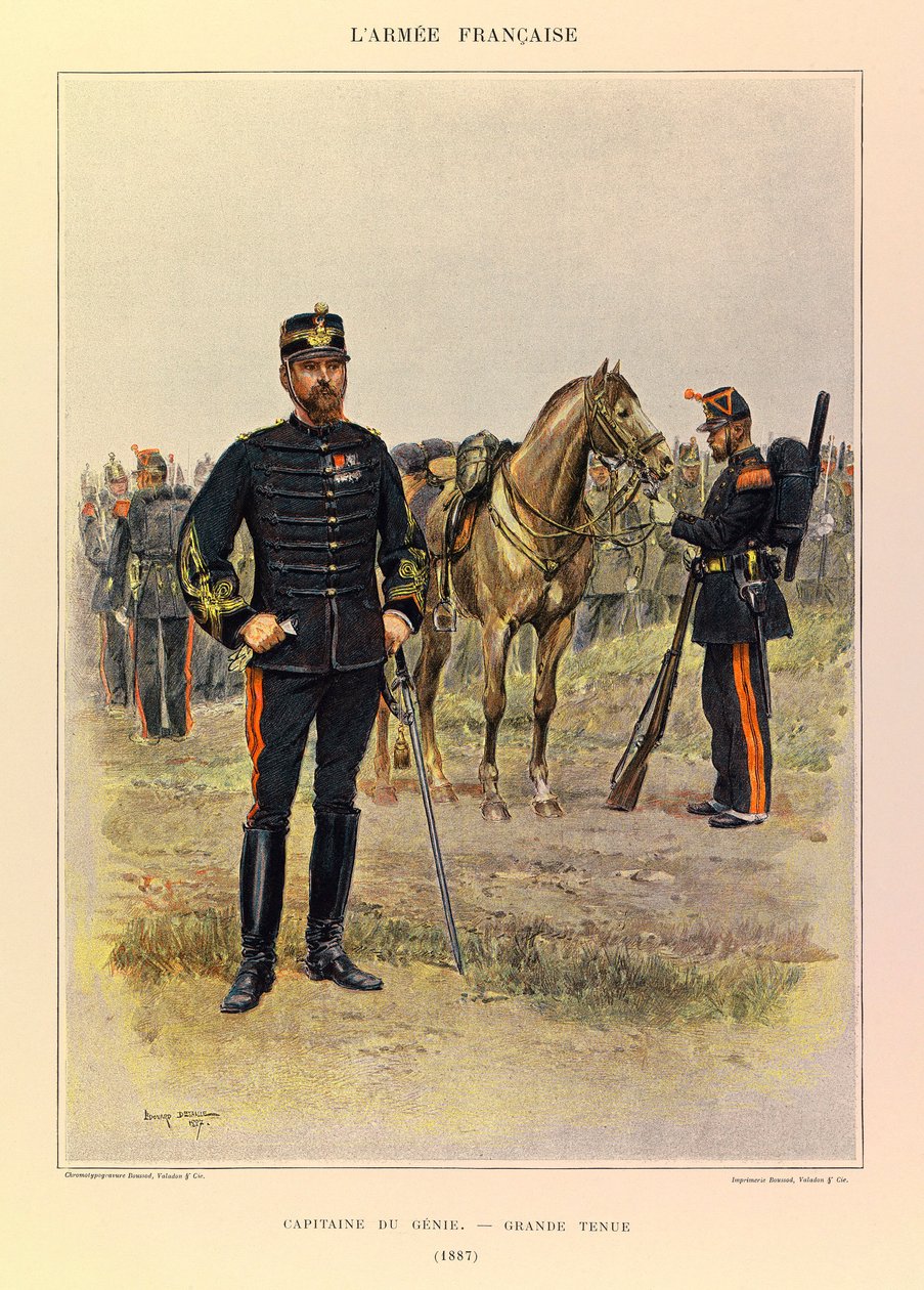 儒勒-理查德上尉的法国军队的类型和制服，由爱德华-迪特尔（1848-1912）画的。1887年穿戴整齐的 "精灵 "号船长，私人收藏 作者 让·巴蒂斯特·爱德华·Detaille