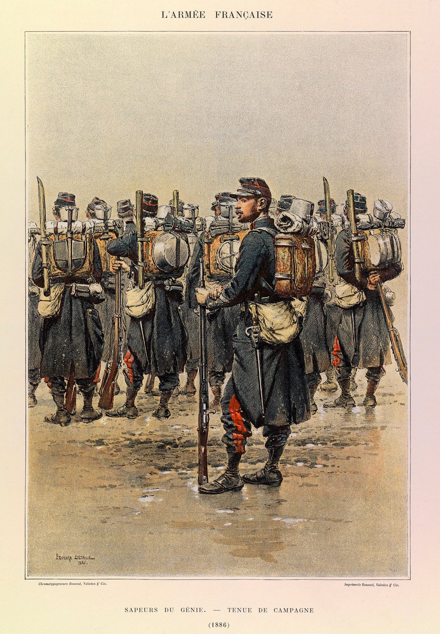 儒勒-理查德上尉的法国军队的类型和制服，由爱德华-迪特尔（1848-1912）画的。1886年身着乡村服装的精灵军士，私人收藏 作者 让·巴蒂斯特·爱德华·Detaille