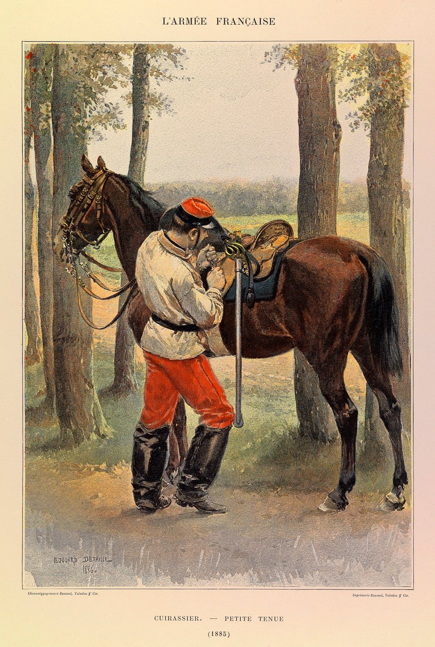 儒勒-理查德上尉的法国军队的类型和制服，由爱德华-迪特尔（1848-1912）绘制。1885年身着小礼服的骑兵，私人收藏 作者 让·巴蒂斯特·爱德华·Detaille