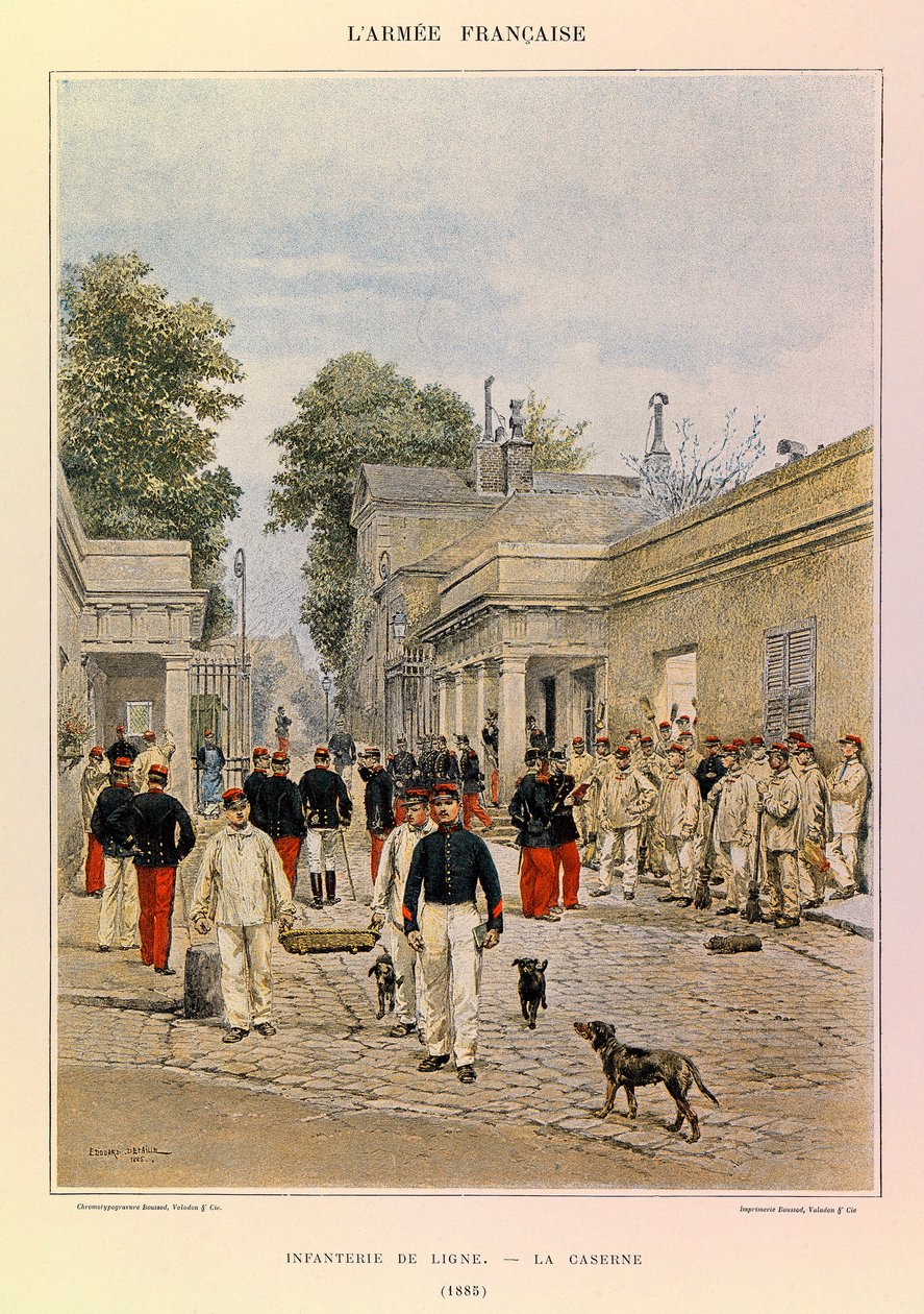儒勒-理查德上尉的法国军队的类型和制服，由爱德华-迪特尔（1848-1912）绘制。线性步兵。1885年的军营，私人收藏 作者 让·巴蒂斯特·爱德华·Detaille