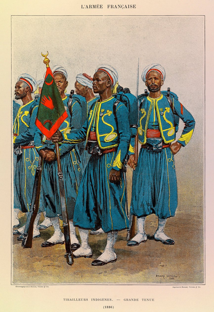 儒勒-理查德上尉的法国军队的类型和制服，由爱德华-迪特尔（1848-1912）绘制。1886年身着大礼服的本土提拉勒人，私人收藏 作者 让·巴蒂斯特·爱德华·Detaille