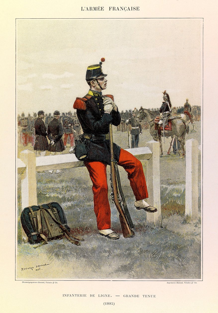 儒勒-理查德上尉的法国军队的类型和制服，由爱德华-迪特尔（1848-1912）绘制。1885年的 "宏伟风格 "步兵，部分收藏品 作者 让·巴蒂斯特·爱德华·Detaille