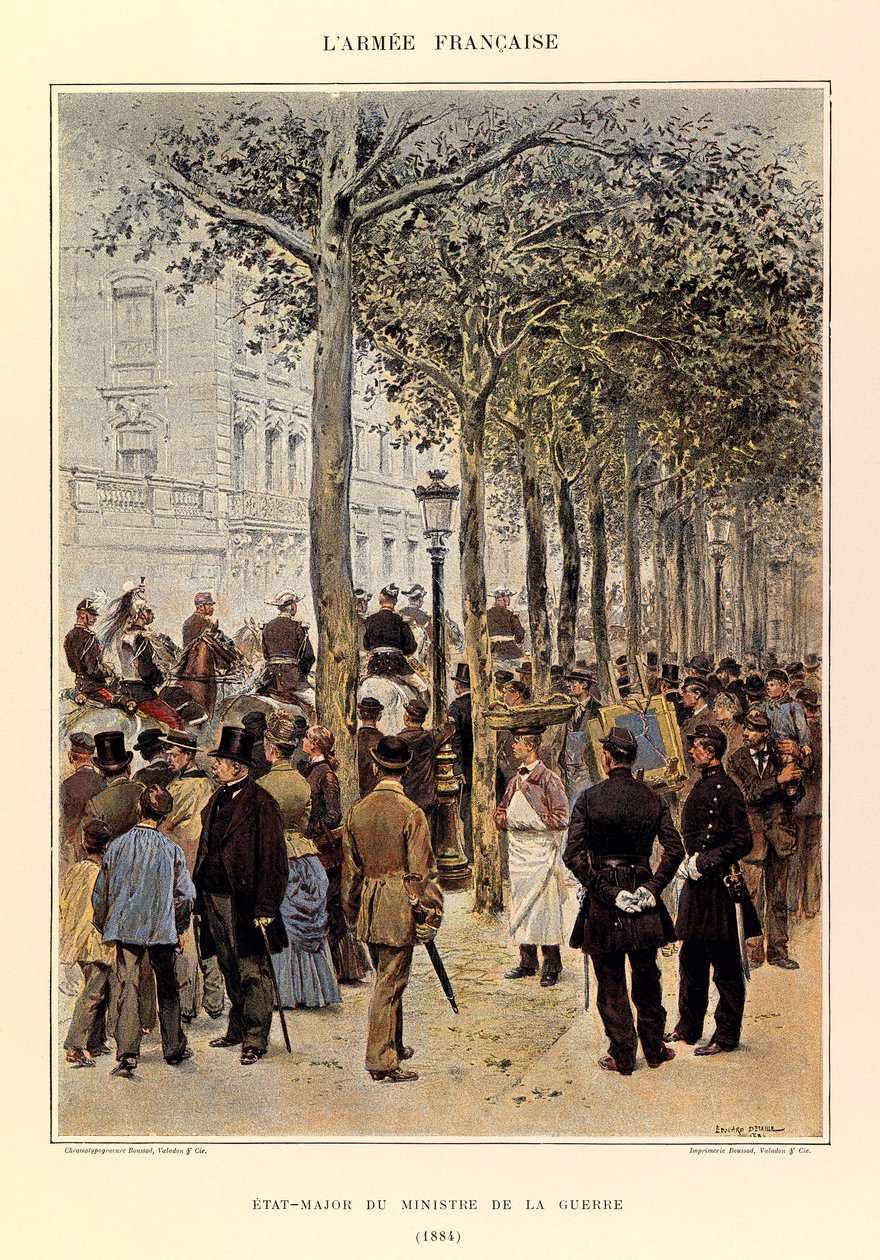 儒勒-理查德上尉的法国军队的类型和制服，由爱德华-迪特尔（1848-1912）绘制。1884年战争部长的工作人员，私人收藏 作者 让·巴蒂斯特·爱德华·Detaille