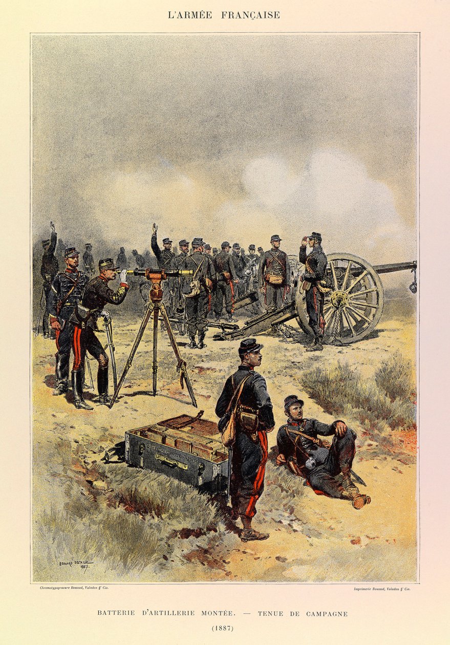 Types and uniforms of the French Armee of Captain Jules Richard, illustrated by Edouard Detaille (1848-1912): Battery of Artillery mounted in field uniform in 1887, Private Collection 作者 让·巴蒂斯特·爱德华·Detaille
