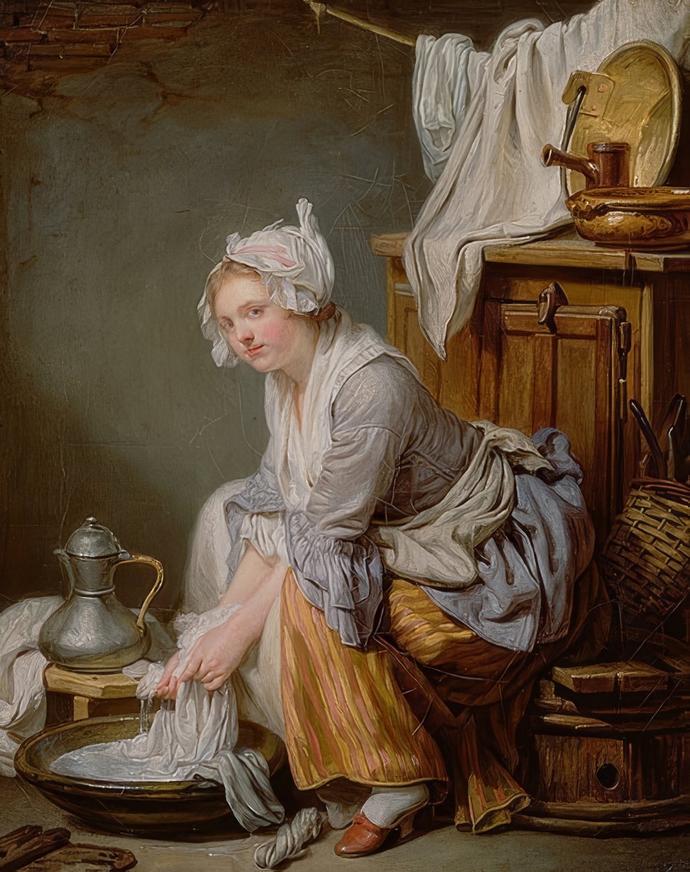 女装（La Blanchisseuse）。 1761 作者 让·巴蒂斯特·格鲁兹