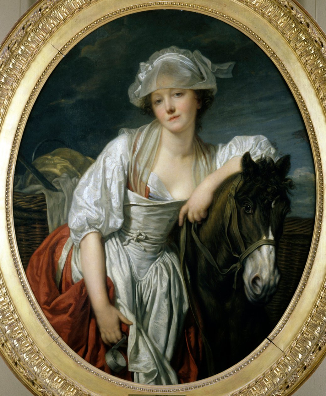让·巴蒂斯特·格鲁兹 (Jean Baptiste Greuze) (1725-1805) 18 世纪的 La laitiere 绘画。 1.06x0.86 米巴黎，卢浮宫。 作者 让·巴蒂斯特·格鲁兹