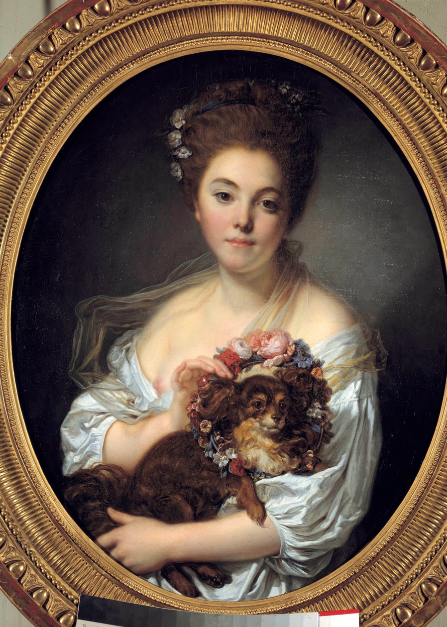让·巴蒂斯特·格鲁兹（Jean Baptiste Greuze）（1725-1805 年）的《德波尔辛夫人肖像》。 约 1770 昏暗 0.72 x 0.58 m。 昂热。 美术博物馆 作者 让·巴蒂斯特·格鲁兹
