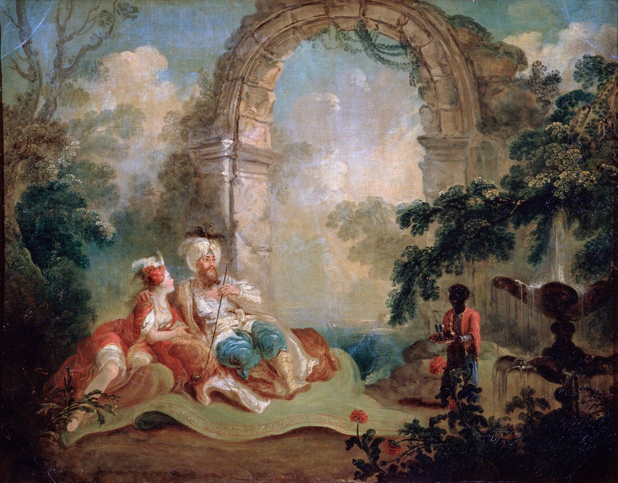 18世纪末或19世纪初的土耳其语Pasha和Odalisque。 作者 让·巴蒂斯特·希勒（Jean Baptiste Hilair）