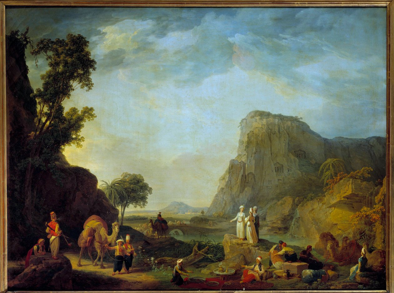 让-巴蒂斯特-希莱尔（Jean Baptiste Hilaire，约 1753-1822 年）的东方风景画 19 世纪 Sun.0,65x0,85 米 作者 让-巴蒂斯特·希莱尔