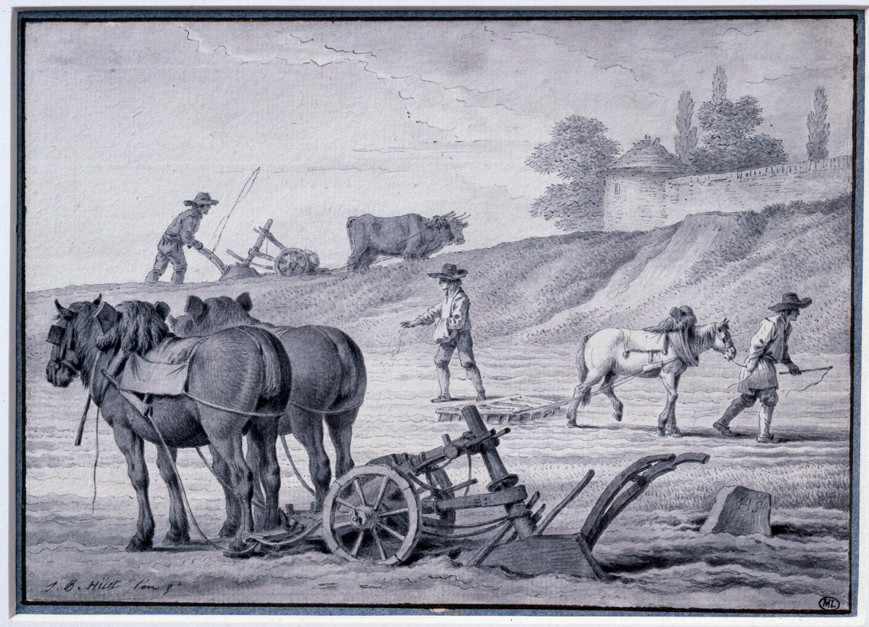 农业：耕作场景。 Jean Baptiste Huet (1745-1811) 绘画 18 世纪巴黎，卢浮宫博物馆 作者 让·巴蒂斯特·休特