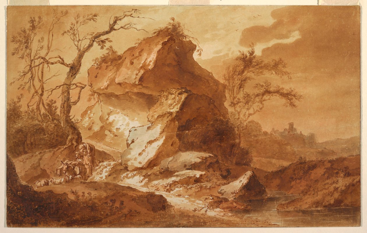 素描，山区风景，1763 年 作者 让·巴蒂斯特·休特
