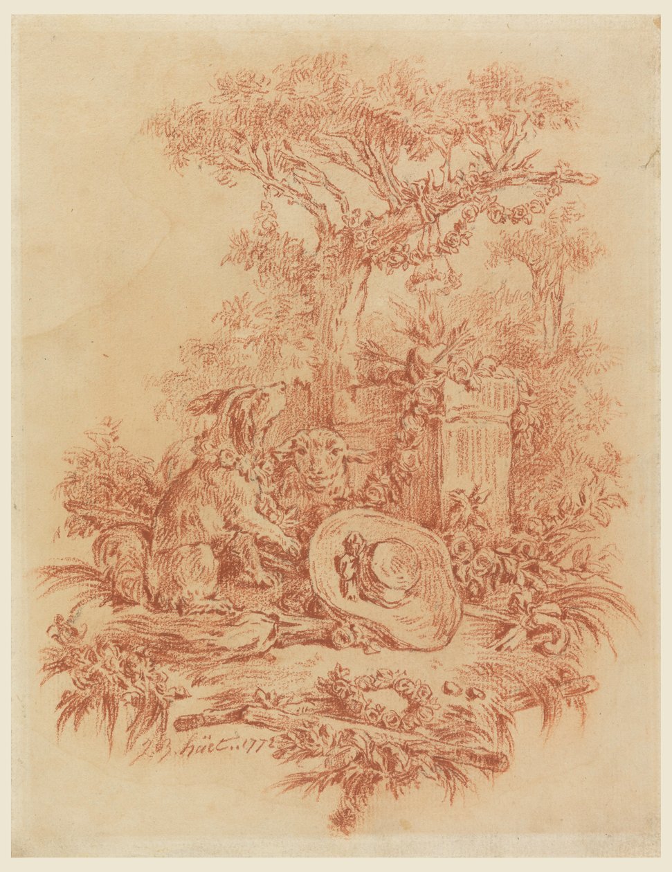 素描，牧歌，1772 年 作者 让·巴蒂斯特·休特