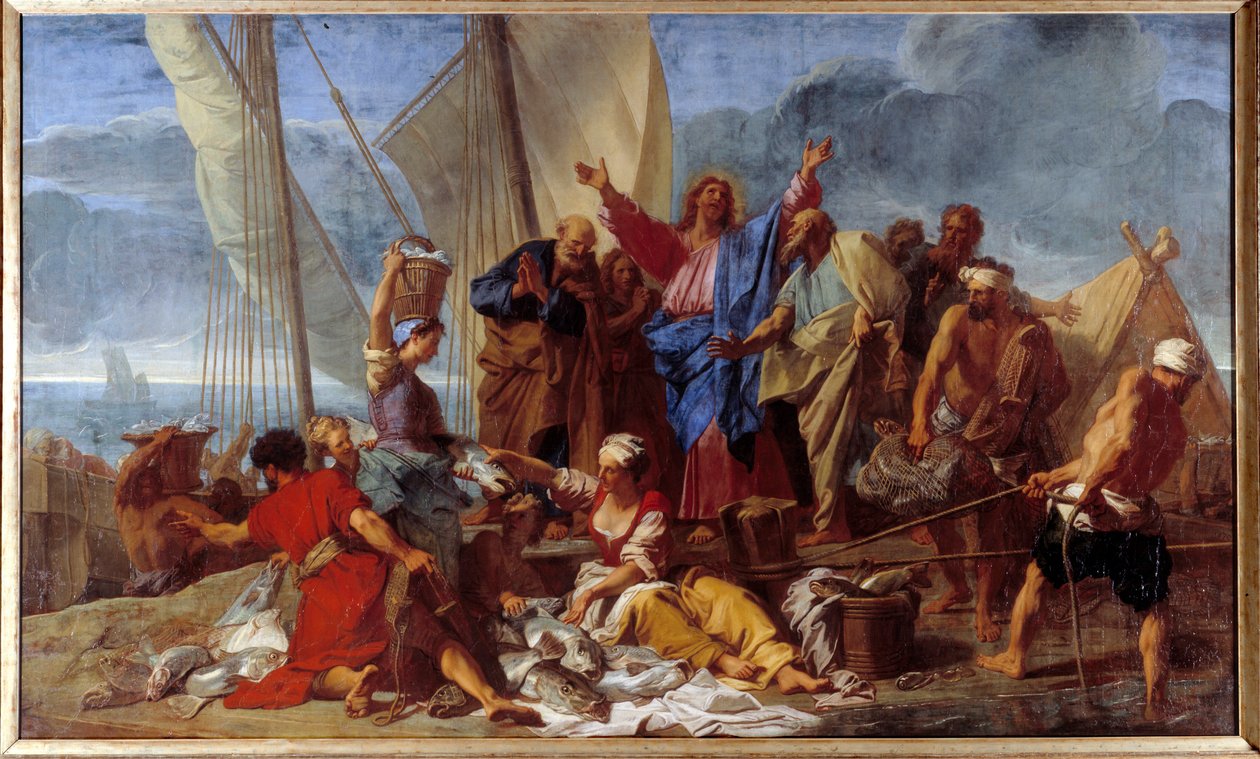 耶稣复活的神奇罪孽告诉使徒最好的犯罪地点。画家：Jean Jouvenet (1644-1717) 1706年，太阳。3,92x6,64米 作者 让·巴蒂斯特（Jean Baptiste Jouvenet）