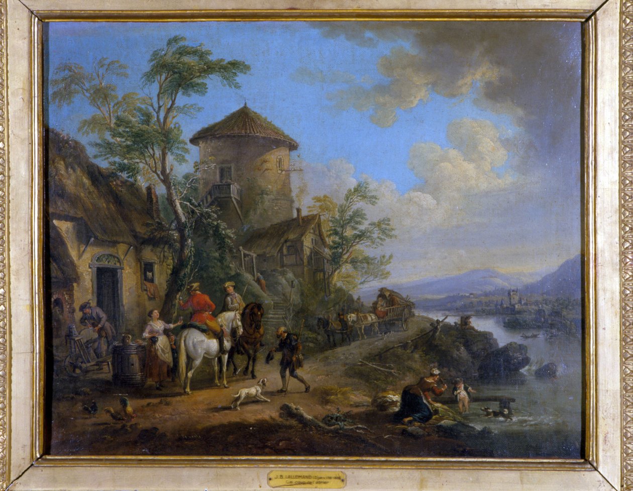 乡村场景：“马镫的打击” - J.B Lallemand (1716 - 1803) 的画作，17 世纪末，第戎美术博物馆。 作者 让·巴蒂斯特·拉勒曼德