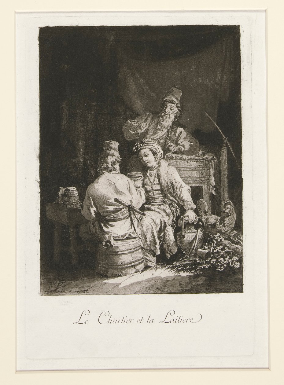 La vertu au cabaret（《歌舞厅里的美德》）和 Le charretier et la laitiere（《卡特与奶妈》）。 作者 让·巴蒂斯特·勒·普林斯