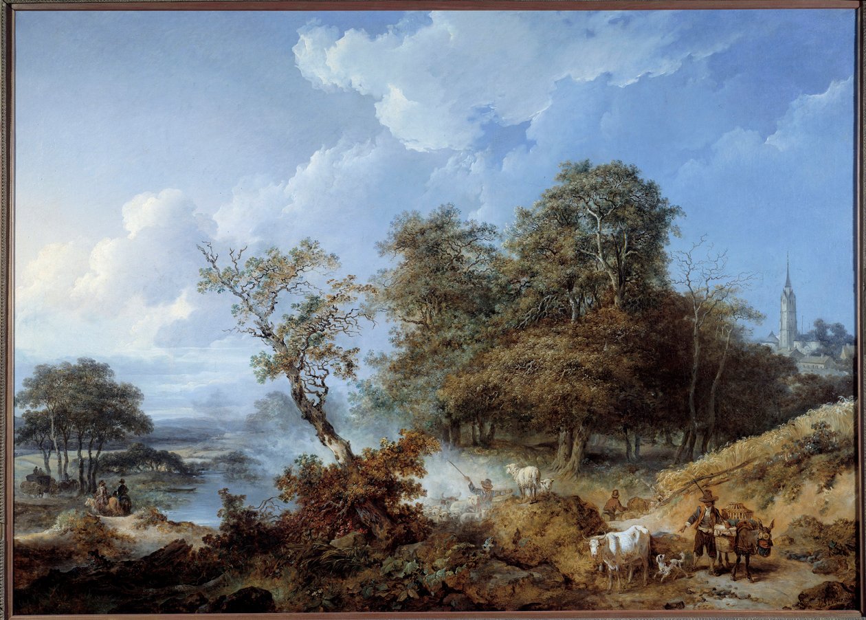 动漫风景。 让·巴蒂斯特·勒普林斯 (Jean Baptiste Leprince) 的绘画 (1734-1781) 作者 让·巴蒂斯特·勒普林斯