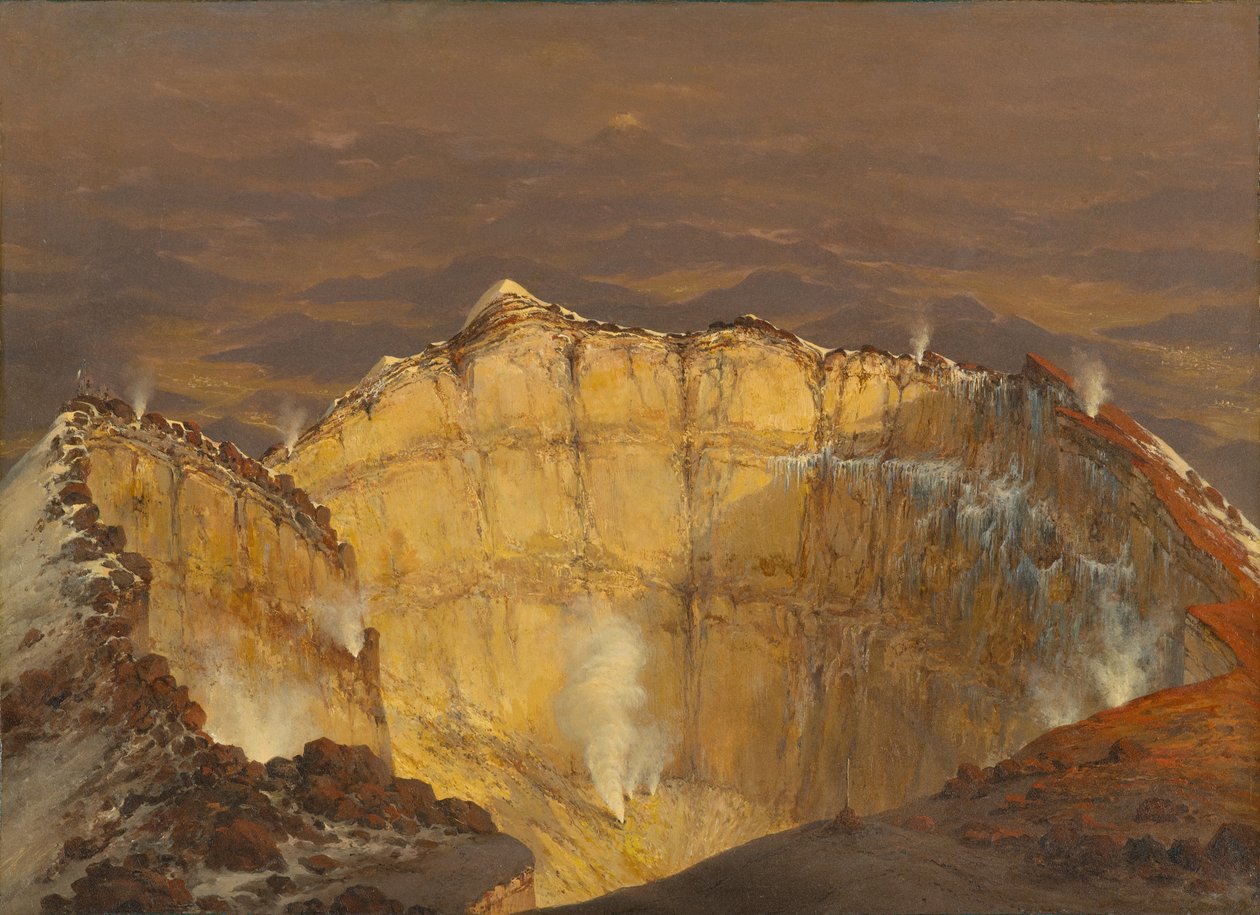 Popocatépetl的火山口，1833年 作者 让·巴蒂斯特·路易斯·格罗斯