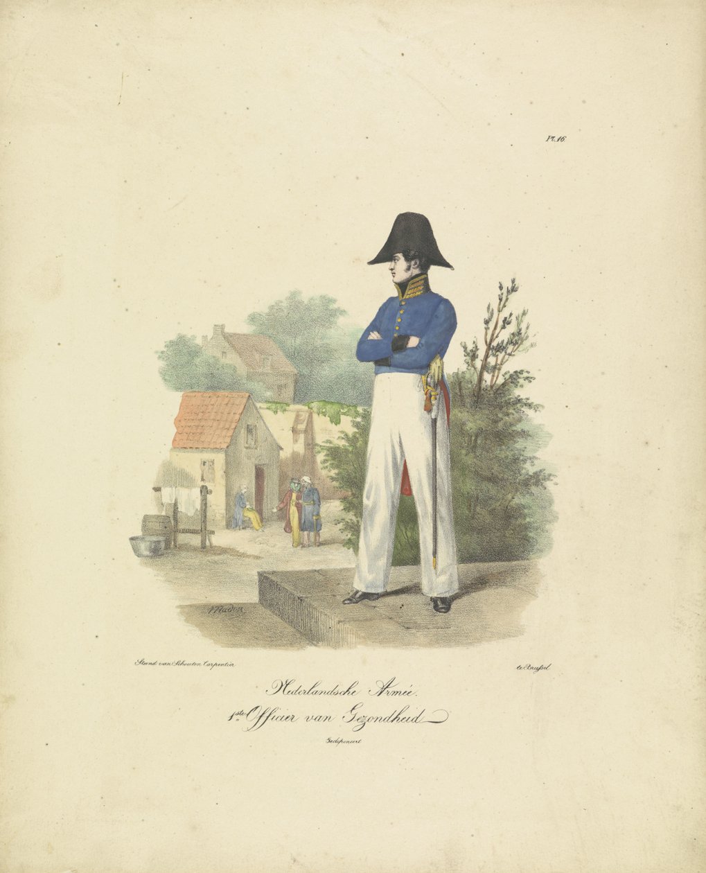 卫生官员，1820-1825 年
荷兰军队。一级卫生官员
荷兰王国的军装。献给威廉-范-比兰特阁下（物品上的系列名称） 作者 让·巴蒂斯特·马杜