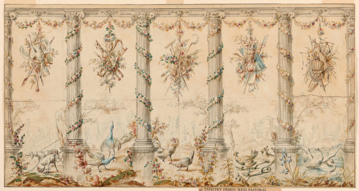 绘图，1780-95 年农场生活挂毯项目 作者 让·巴蒂斯特·玛丽·休特
