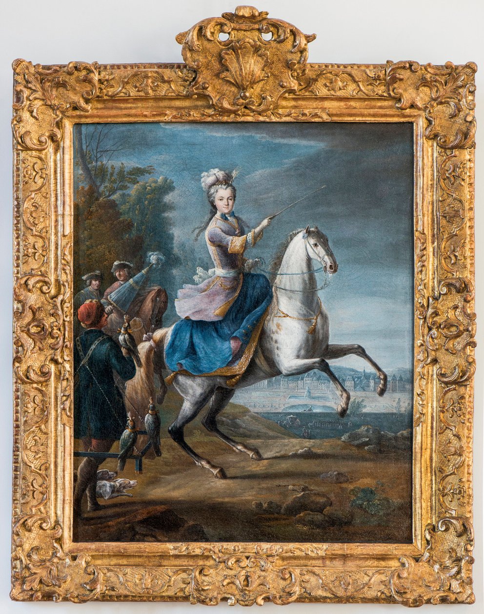 马丁-让-巴蒂斯特（Martin Des Battailles）（1659 - 1735）为路易十五的妻子玛丽-莱辛斯卡绘制的马术肖像。(枫丹白露城堡的富康狩猎第一人）--斯索博物馆。(leczinska, Leczynska, Lesczinska, Lesczynska, Leszczinska, L 作者 让·巴蒂斯特·马丁