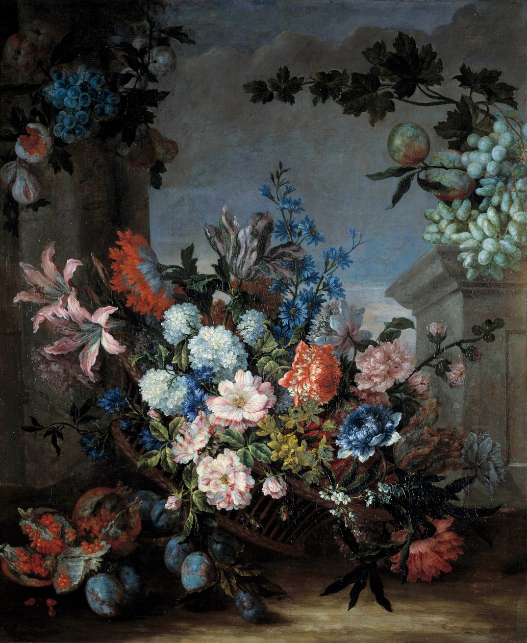 让·巴蒂斯特 (Jean-Baptiste) Monnoyer (1634-1699) 17 世纪奥尔良美术博物馆的花卉和水果绘画 作者 让-巴蒂斯特·莫努瓦耶