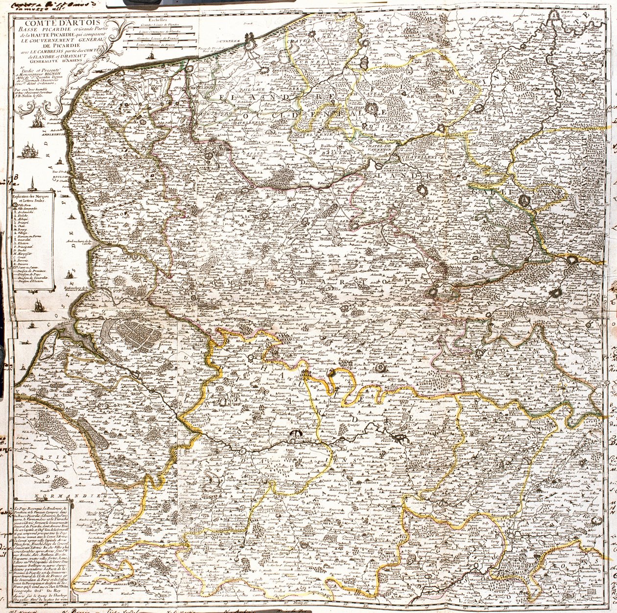Map of Artois (France) and Flanders (Belgium, Netherlands) (Engraving 作者 让·巴蒂斯特·诺林（Jean Baptiste Nolin）