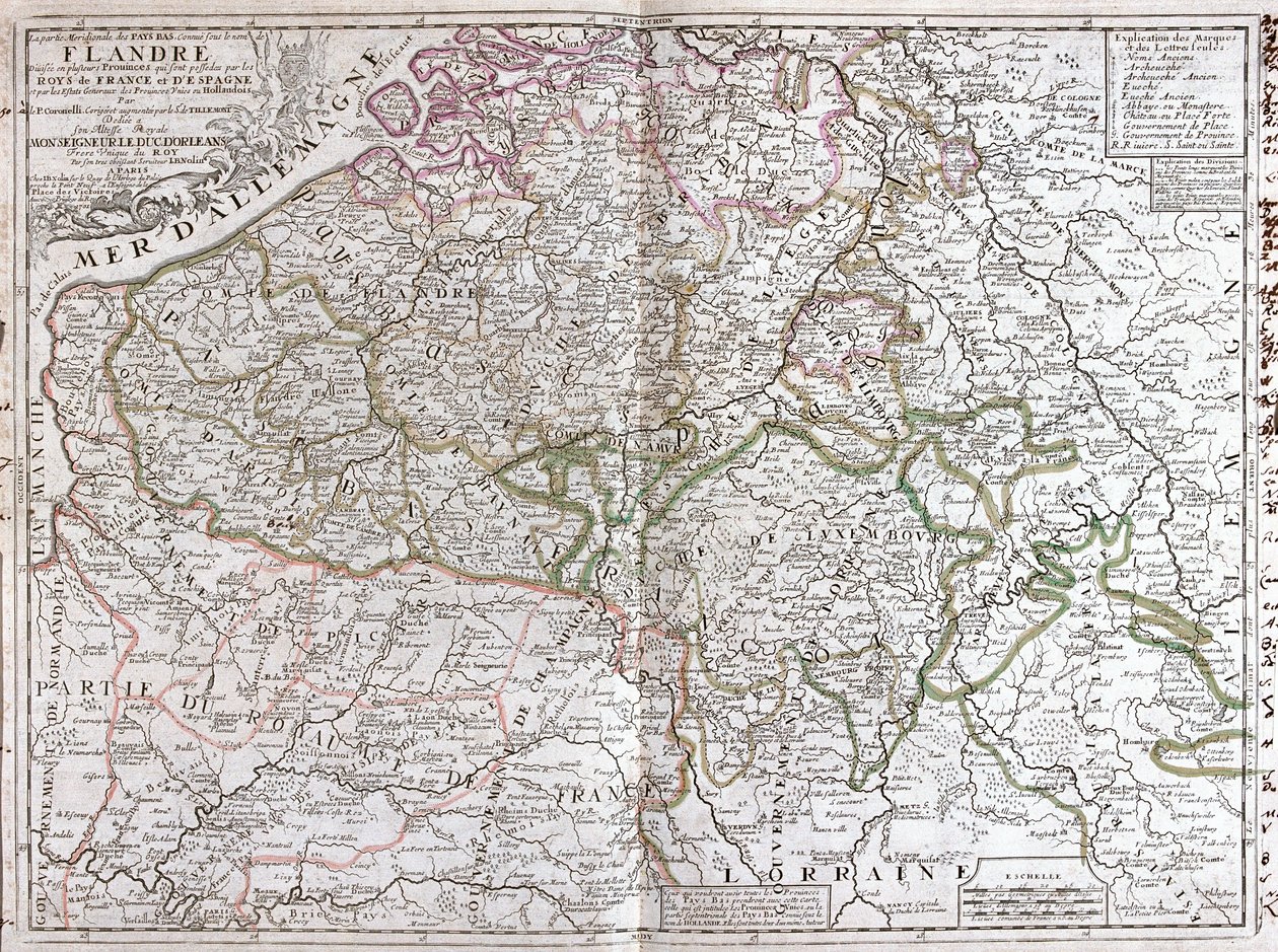 比利时地图（雕刻 作者 让·巴蒂斯特·诺林（Jean Baptiste Nolin）