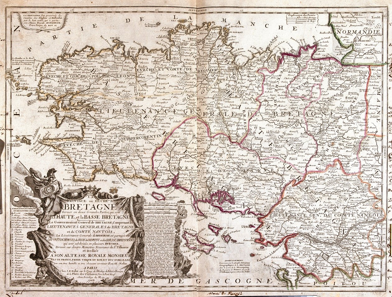 布列塔尼地图（法国） 作者 让·巴蒂斯特·诺林（Jean Baptiste Nolin）