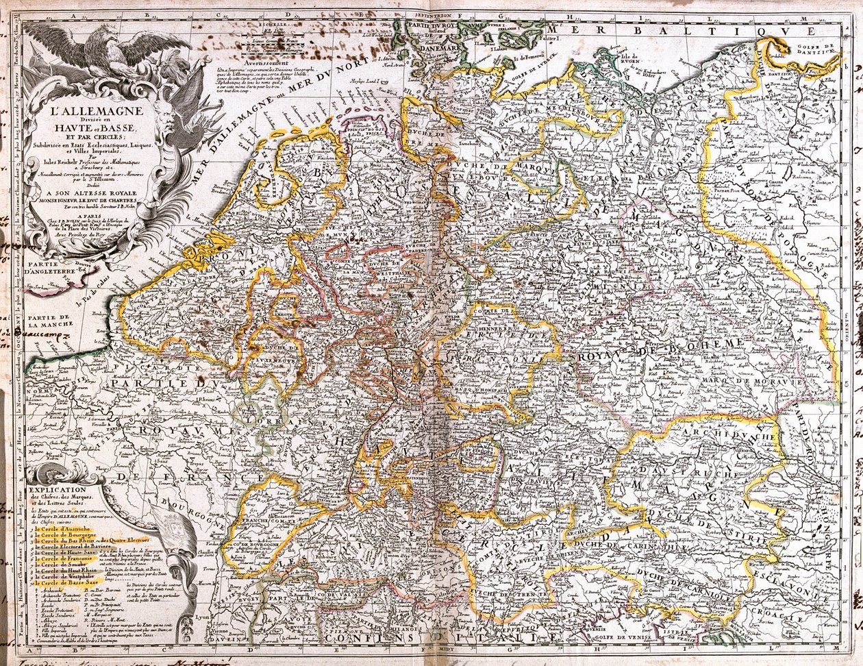 德国地图 (1703)（雕刻 作者 让·巴蒂斯特·诺林（Jean Baptiste Nolin）